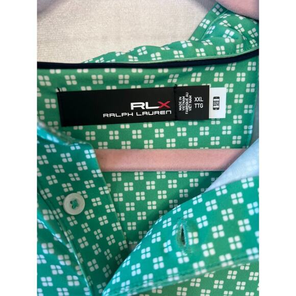 RLX Men's Performance Polo Size 2XL Green & White Print - Picture 5 of 6